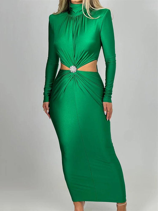 Chic Cut-Out Turtleneck Maxi Dress for Women - The Ultimate Autumn and Winter Fashion Statement