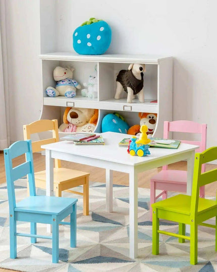 Vibrant Wooden Kids' Activity Table and Chair Set with 4 Seats - Ideal for Creative Play and Learning
