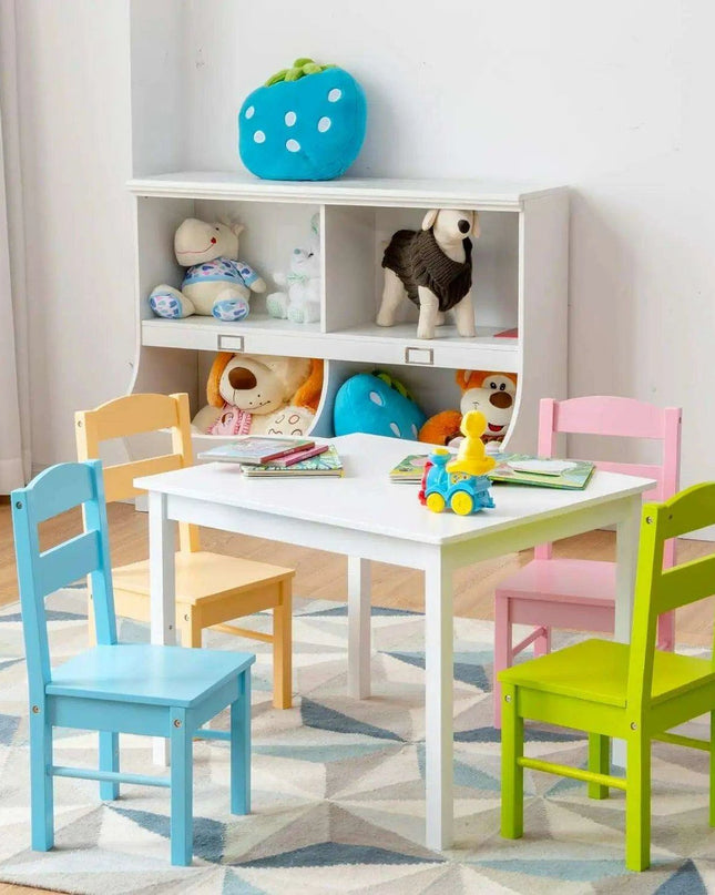 Vibrant Wooden Kids' Activity Table and Chair Set with 4 Seats - Ideal for Creative Play and Learning