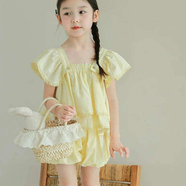 Chic Summer Lace Top and Shorts Set for Girls - Fashionable Casual Outfit