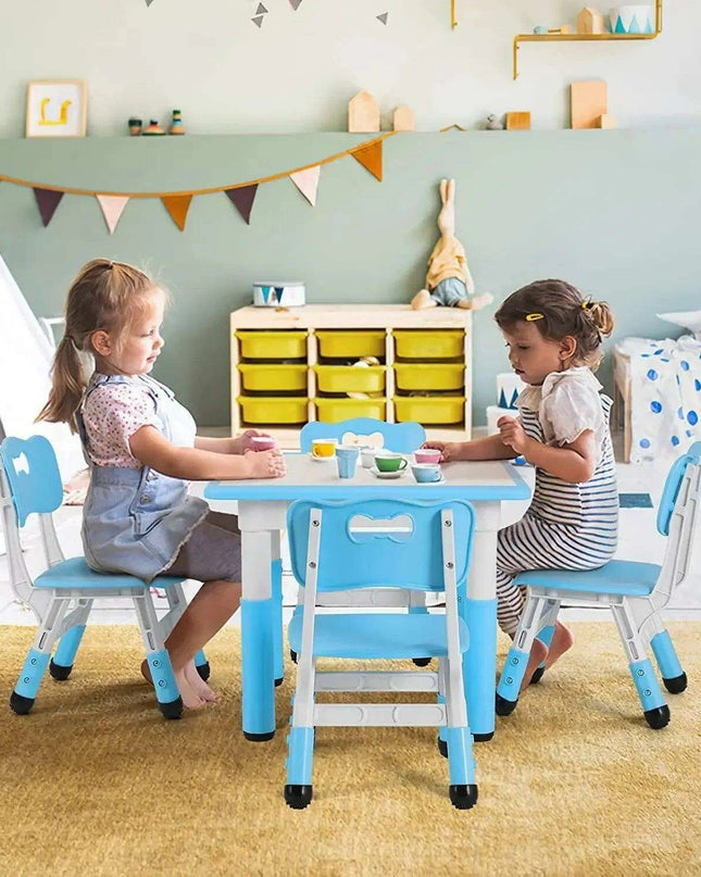 Creative Kids Adjustable Table and Chair Set with Interactive Graffiti Surface - Ideal for Ages 2-10
