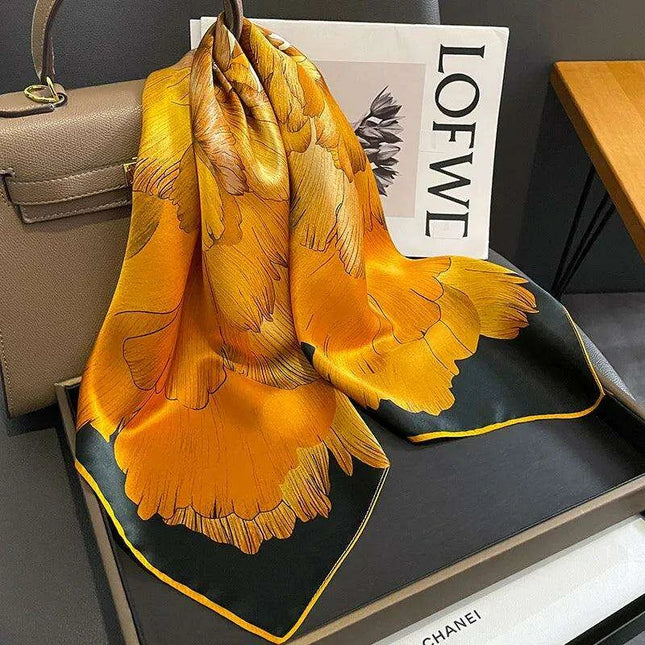 Elegant Satin Square Shawl Hijab: Luxurious 70x70cm Bandana for Women
