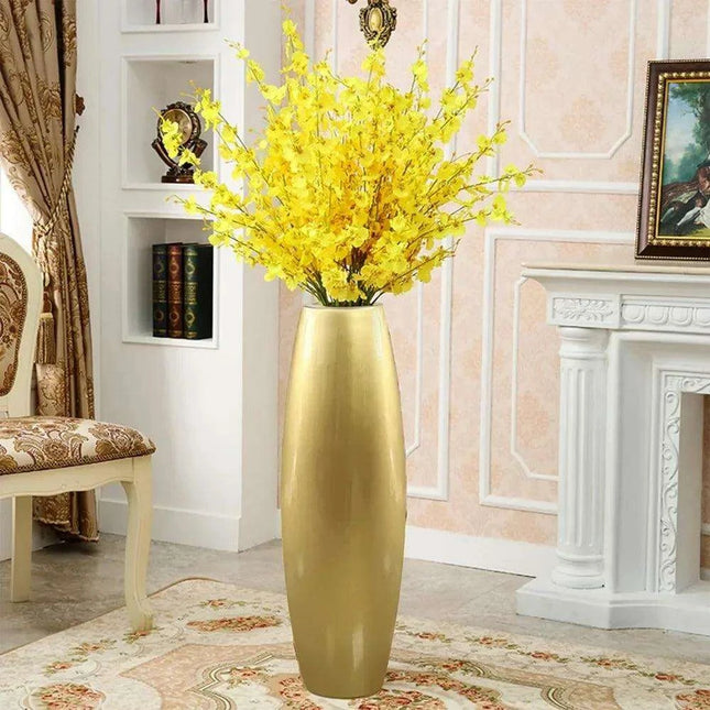 Opulent Gold Resin Tall Vase for Stylish Home and Garden Decor