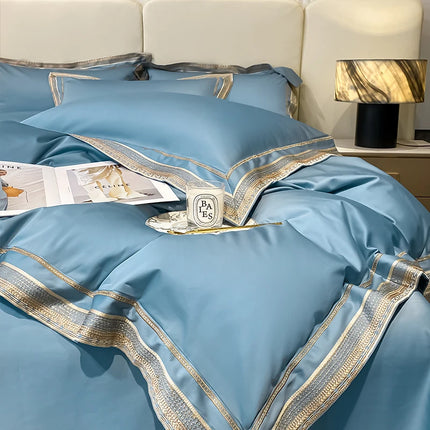LZA Home 1000TC Egyptian Cotton Luxury Bedding Set with Gold Embroider