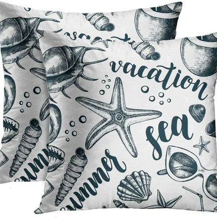 Seaside Bliss Cushion Covers - Set of 2 Stylish 18x18 Inch