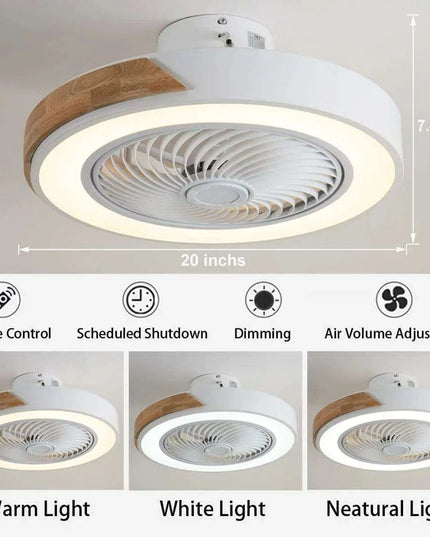 Modern Wooden Ceiling Fan with Remote Control & Adjustable LED Lighting