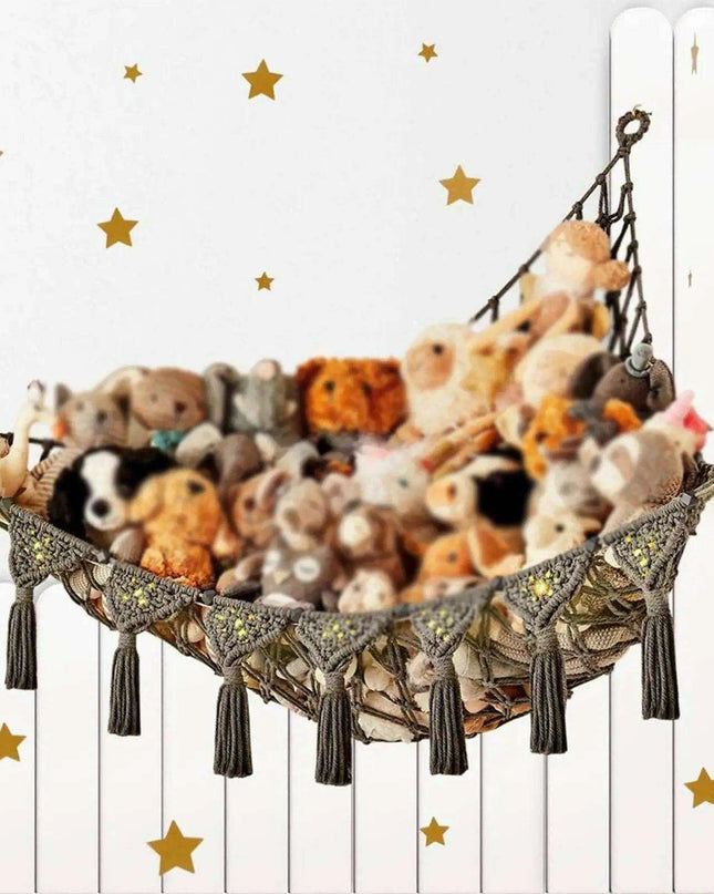 Stylish Bohemian Macrame Toy Storage Hammock with Chic Design