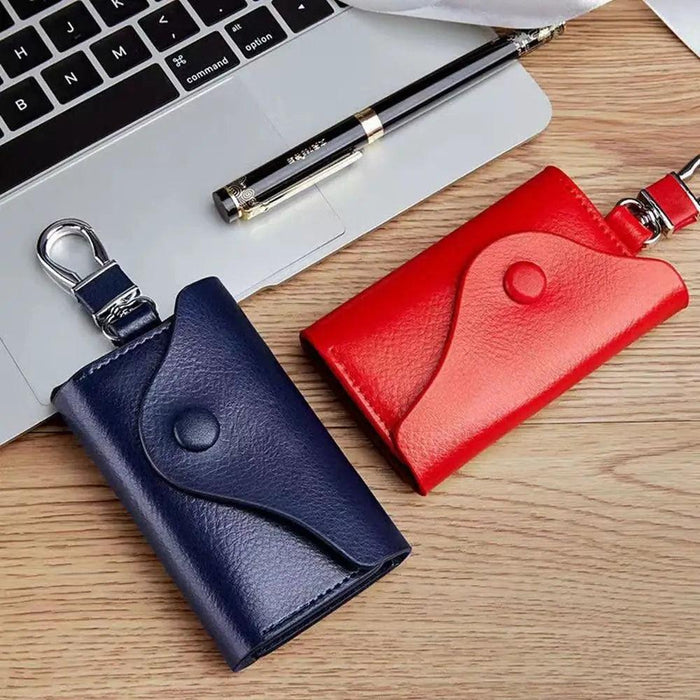 Stylish Leather Key Wallet with Multi-function Key Holder