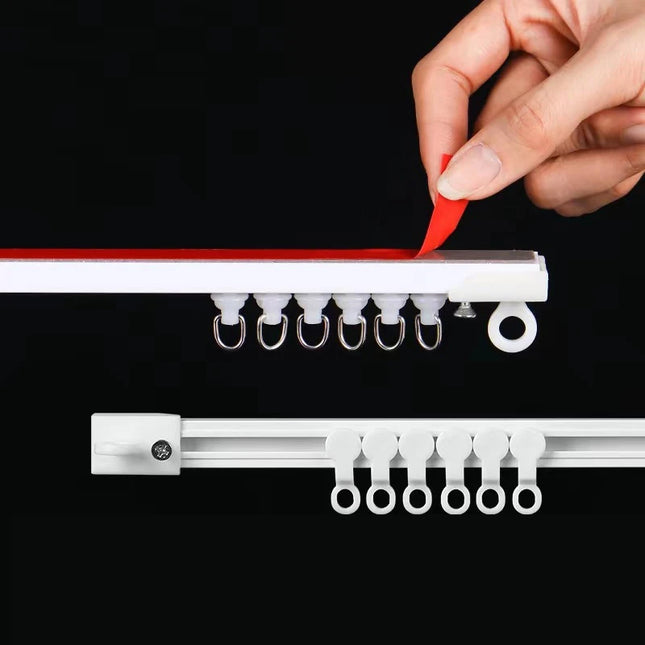 Silent Self-Adhesive Curtain Track — Ceiling & Wall, No-Drill