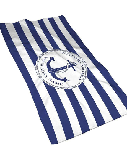 Stylish Customizable Dark Blue Nautical Microfiber Towel Set - Luxury Redefined for Every Occasion