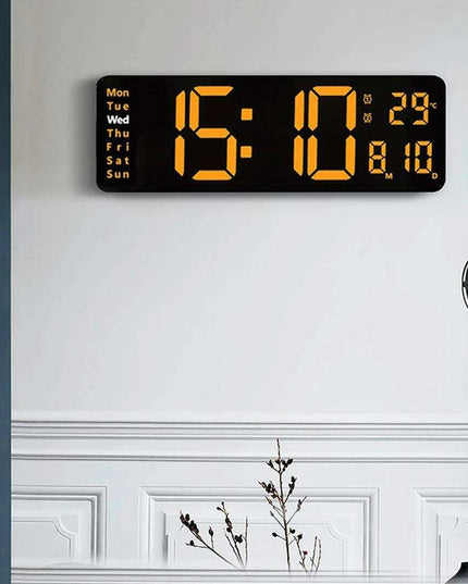 Oversized LED Digital Clock with Temperature, Calendar, and Dual Alarm Features for Modern Home and Office