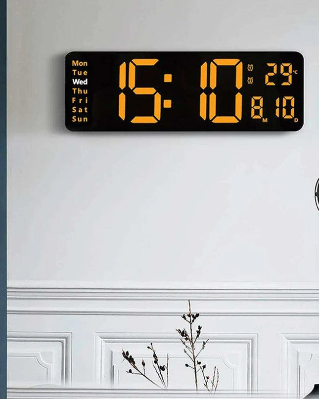 Oversized LED Digital Clock with Temperature, Calendar, and Dual Alarm Features for Modern Home and Office