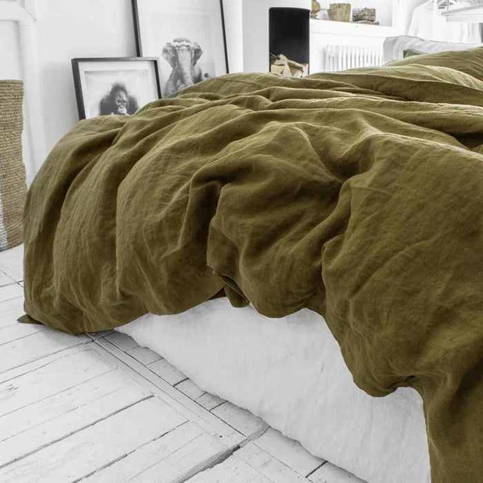 Rustic Washed Flax Linen Bedding Set