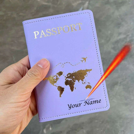 Custom Engraved Passport Holder for Adventurous Couples - Elegant Travel Essential