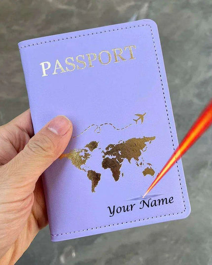 Custom Engraved Passport Holder for Adventurous Couples - Elegant Travel Essential