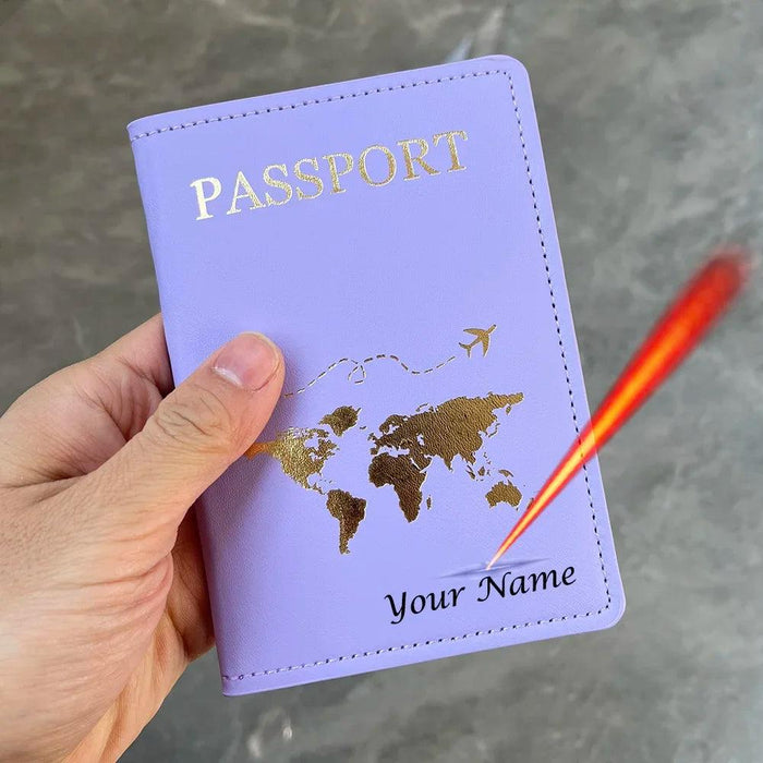 Custom Engraved Passport Holder for Adventurous Couples - Elegant Travel Essential