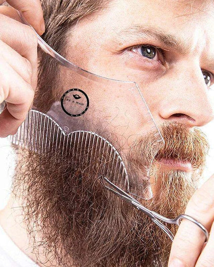 Men's Premium Beard Grooming Comb & Shaping Template Tool - Lightweight, Versatile, and Essential for Perfect Beard Styles