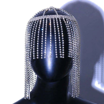 Glamorous Rhinestone Fringe Hair Accessory - Perfect for Halloween and Special Events