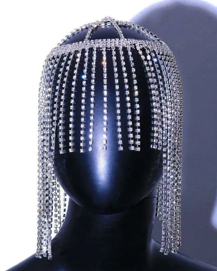 Glamorous Rhinestone Fringe Hair Accessory - Perfect for Halloween and Special Events