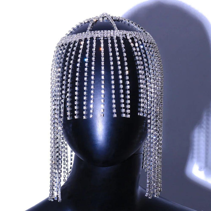 Glamorous Rhinestone Fringe Hair Accessory - Perfect for Halloween and Special Events