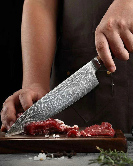 Luxurious 7-Piece Damascus Steel Knife Set with Artisan Rosewood Handles