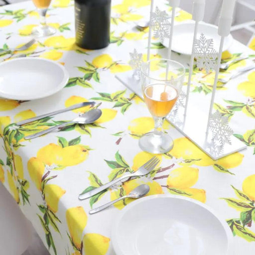 Vibrant Lemon-Themed Rectangular Tablecloth for Chic Dining and Outdoor Events - Waterproof and Stain-Resistant