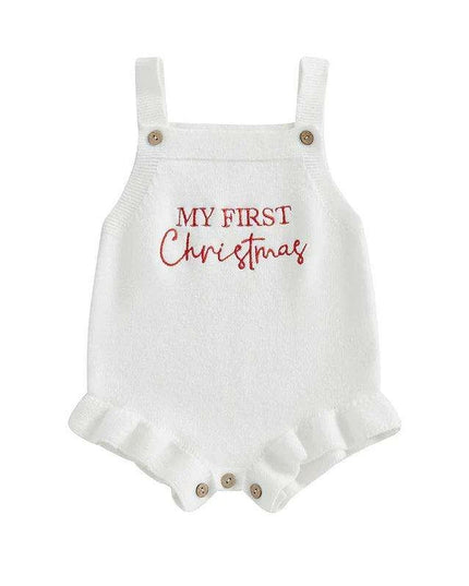 Newborn Baby Girl Ruffle Sleeve Knit Bodysuit with Letter Print for 0-18 Months