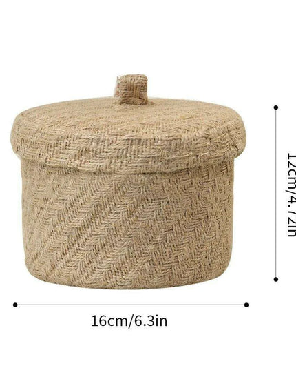 Stylish Round Jute Basket with Lid - Contemporary Organizing Solution