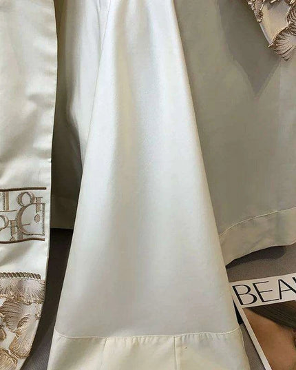 Exquisite Gold Jacquard Floral Duvet Cover Set - 1200TC Egyptian Cotton Bedding with Pillowcases