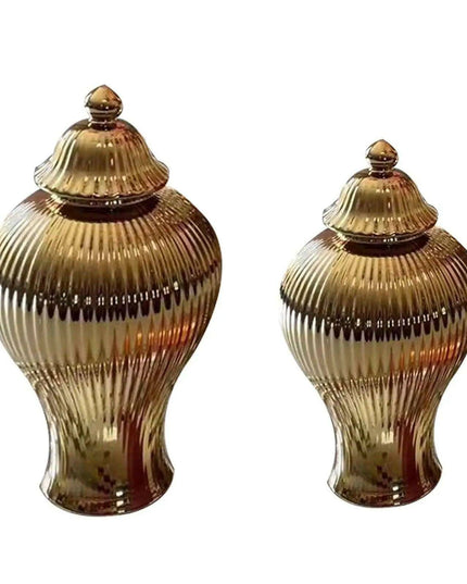 Elegant Ceramic Vase and Ginger Jar Set: Chic Home Decor and Functional Storage