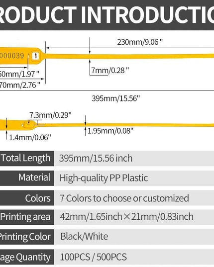 Durable Custom Plastic Security Seals for Cargo Protection - 100 Count