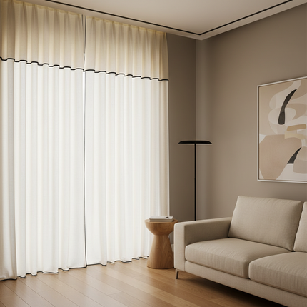 Cream Linen Gauze Curtains - Luxury Tulle Design