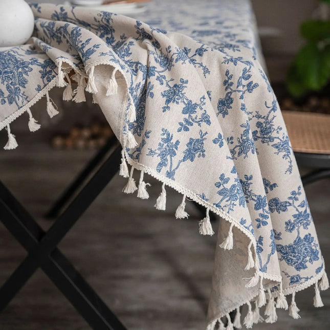 Floral Lace Trim Tablecloth | Elegant Rectangular Table Cover