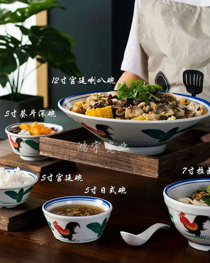 Set of 10 Luxurious Unbreakable Porcelain Noodle Bowls: Elevate Your Dining Experience