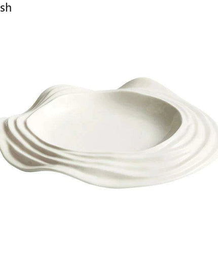 Unique Artisan Ceramic Plate - Irregular Design for Serving Pasta, Steak, Sushi, and Desserts - Elegant Solid Color Tableware