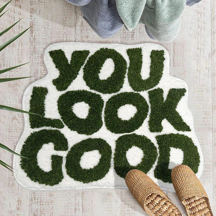 Charming Monogramed Microfiber Bathroom Mat with Positive Message