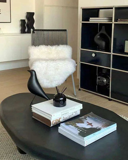 Minimalist Japanese-Inspired Oval Coffee Table