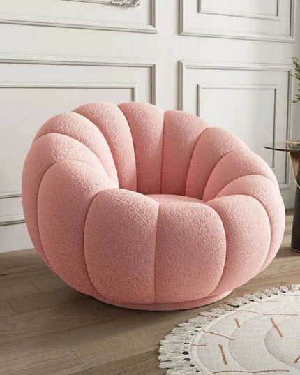 Transformative Rotating Pumpkin Plush Lounge Chair - Chic Seating Solution for Contemporary Interiors