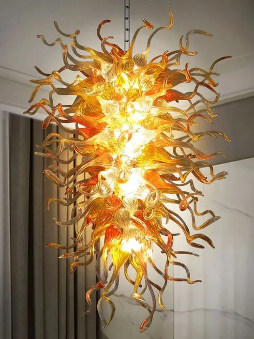 Elegant Hand-Blown Glass Chandelier with Customizable Design and LED Lighting