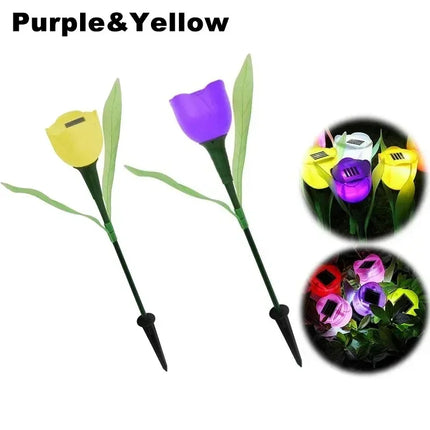 Solar LED Tulip Garden Lights — Waterproof Outdoor Pathway Decor