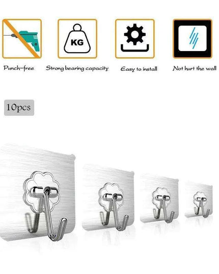 Moisture-Resistant Wall Hooks Set for Seamless Kitchen and Bathroom Organization