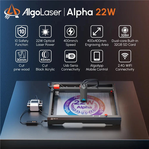Algolaser Alpha 22W Laser Engraving Machine with Advanced Technology and High-Speed Performance