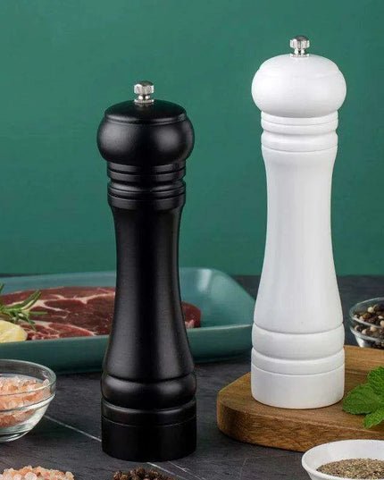 Sustainable 8-Inch Wooden Salt and Pepper Mill with Adjustable Ceramic Grinding Mechanism