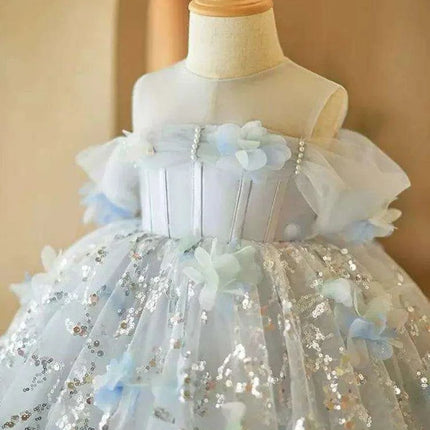 Charming Pink Princess Ball Gown for Girls - Ideal for Weddings, Birthdays, and Baptisms - A4134