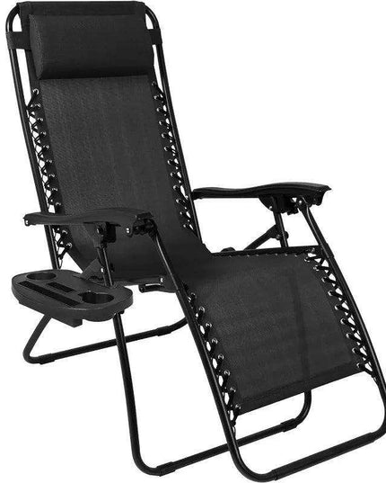Luxury Zero Gravity Lounge Chairs Set with Accessories in Elegant Black