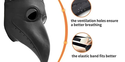 Black Rubber Plague Doctor Mask Costume Halloween Cartoon Spooky Steampunk Gas Latex Mask for Kids and Adults Cosplay Props black-rubber-plague-doctor-mask-costume-halloween-cartoon-spooky-steampunk-gas-latex-mask-for-kids-and-adults-cosplay-props-1