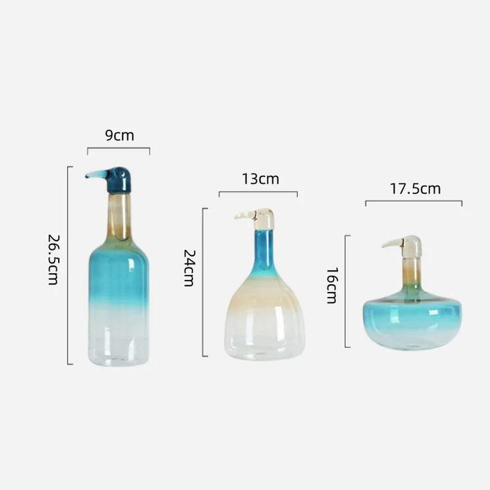 Toucan Stopper Glass Vase with Gradient Design for Stylish Home Accent