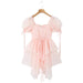 Chic Korean Princess Cross Rope Bow Organza Dress