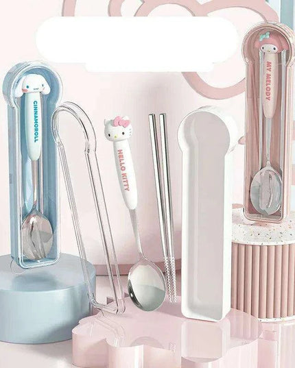 Whimsical Hello Kitty and Cinnamoroll Stainless Steel Kids' Dining Set