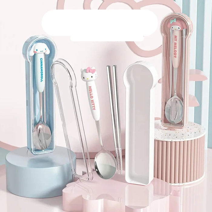 Enchanting Hello Kitty and Cinnamoroll Stainless Steel Kids' Cutlery Set for Sustainable Dining